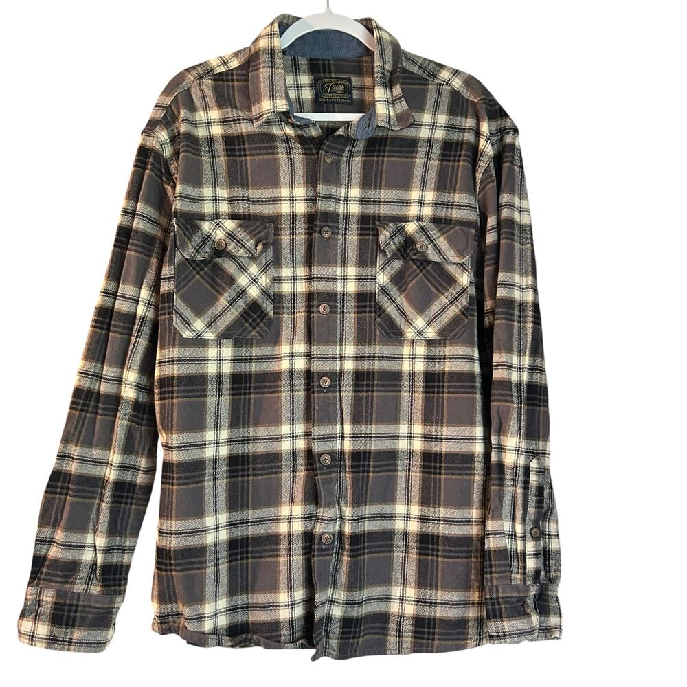 Flannel Shirt Y2K Men's XL Brown Plaid Outdoor Casual Pockets Jachs Heritage